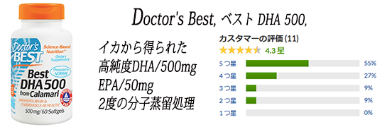 Doctor's Best, ベスト DHA 500, イカから, 500 mg, ソフトジェル.jpg